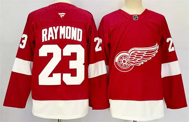 Men%27s Detroit Red Wings #23 Lucas Raymond Red 2024-25 Home Stitched Jersey
